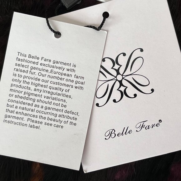 Belle Fare Salo Genuine Mink Fur Knit Pull Thru Scarf  Brown‎ Purple Gold 60" - Picture 7 of 10